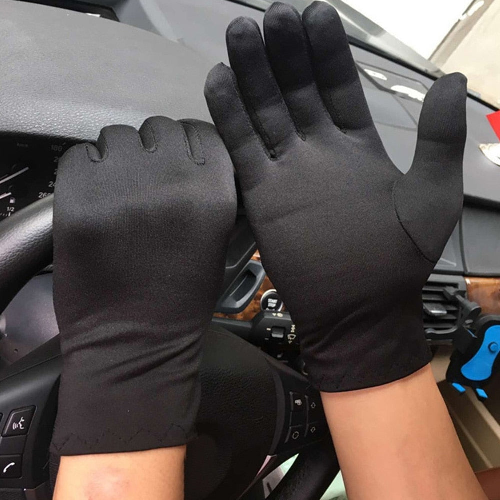 1Pair Men Black White Etiquette Short Gloves Thin Stretch Spandex Sports Driving Sun Protection Five Fingers Gloves Handschoenen