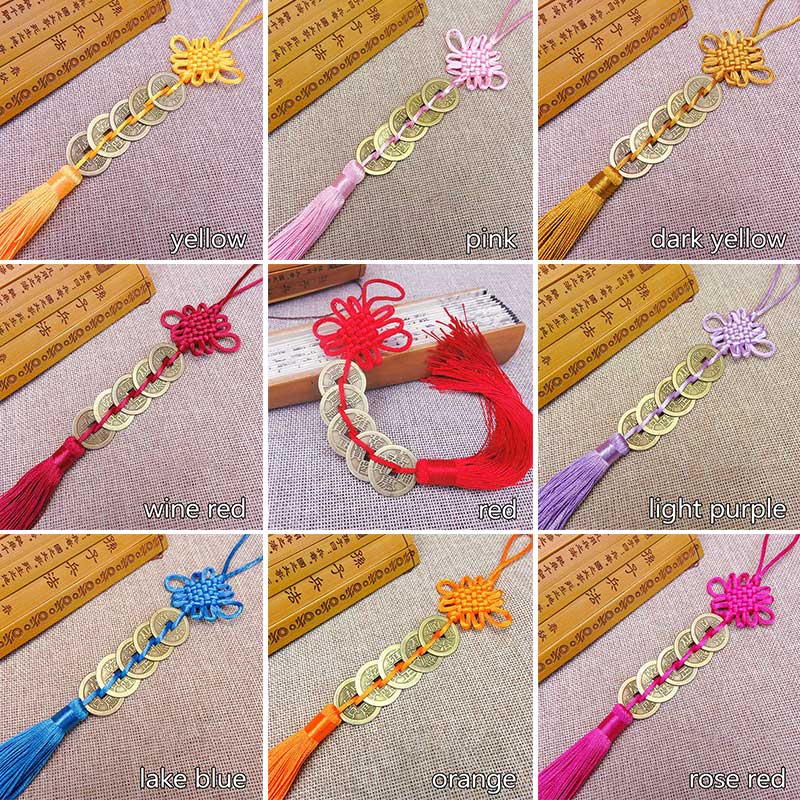 Five Emperor Money Lucky Charm Ancient Coin 1Pcs Red Chinese Knot Collection Gift Copper Coins Keychain Good Fortune