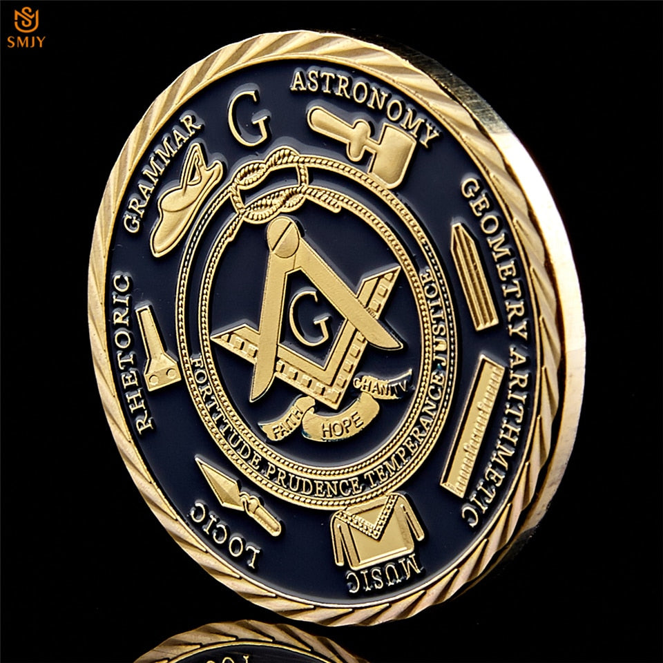 Euro Masonic Association Under A Brotherhood Of Man The Fatherhood Of God Gold Plated Token Challenge Commemorative Coin