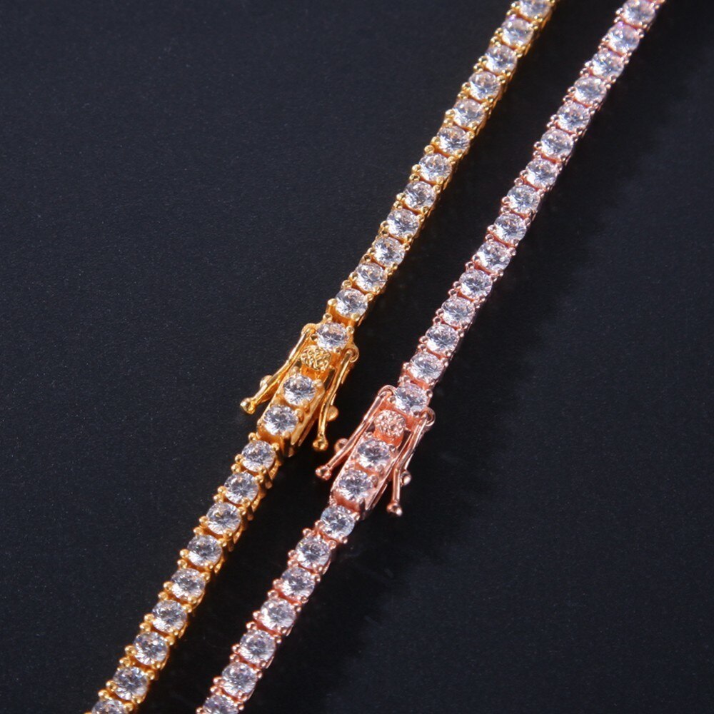 Uwin 3mm Tennis Chains Cubic Zirconia 1 Row Luxury CZ Iced Out Hip hop Necklace Gift