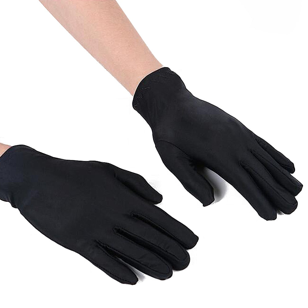 1Pair Men Black White Etiquette Short Gloves Thin Stretch Spandex Sports Driving Sun Protection Five Fingers Gloves Handschoenen