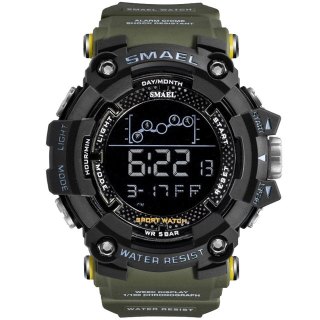 SMAEL Mens Watch Military Waterproof Sport WristWatch Digital Stopwatches for Men 1802 Military Electronic Watches Male Clock