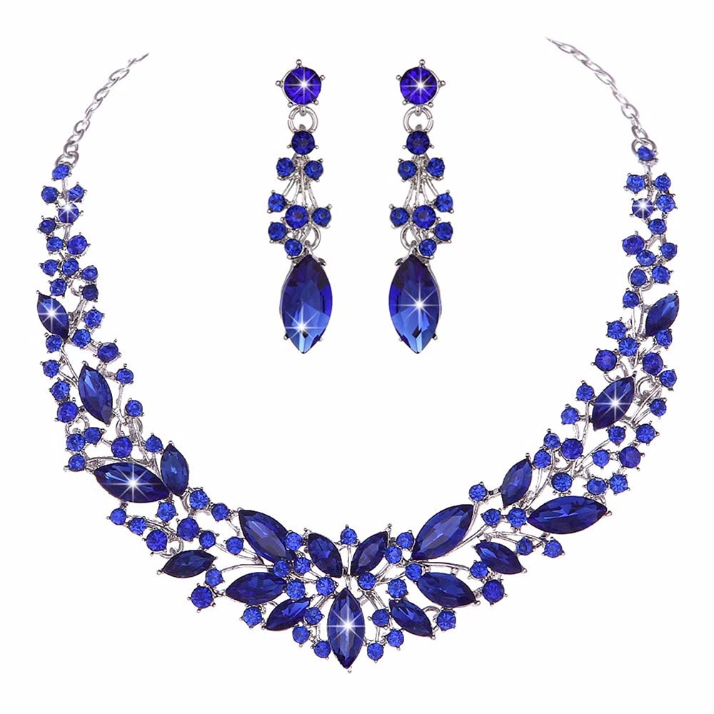 Fashion Delicate Crystal Rhinestone Jewelry Sets With Crowns Bridal Wedding And Party Dress Necklace  For Birdesmaid Women Gift