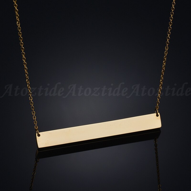 Atoztide Personalized Name Stainless Steel Bar Necklace For Women Gold Color Chain Necklace Customized Letters Nameplate Jewelry