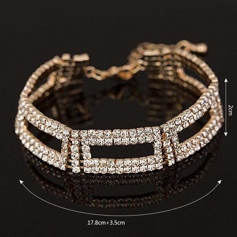 Top Quality AAA Roman Chain Bracelet &amp; Bangle For Women Crystal Gold and Silver Color Plating Wedding Accessories Jewelry #B048