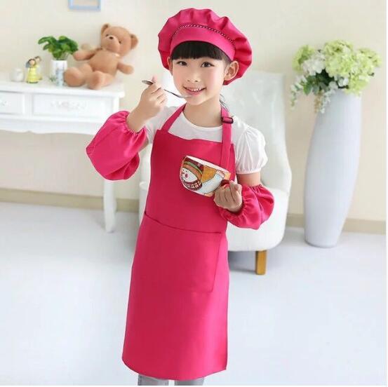 Child Apron Kids Sleeve Hat Pocket Kindergarten Kitchen Baking Painting Cooking Drink food Enfant Tablier Delantal Logo print