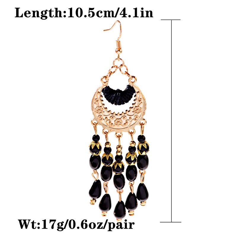 2020 Vintage Ethnic Bohemian White Beads Jhumka Earrings Geometric Metal Tassel Indian Earrings Tibetan Jewelry