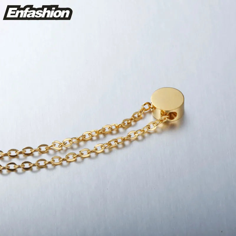 Enfashion Geometric Mini Circle Necklace Rose Gold Color Necklaces Pendants Stainless Steel Necklace Women chocker Jewelry