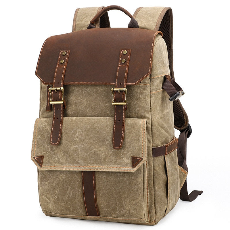 Retro Batik Waterproof Canvas Large Capacity Camera Video Backpack Travel Casual Mens DSLR Photography Shoulders Bag Tripod Case