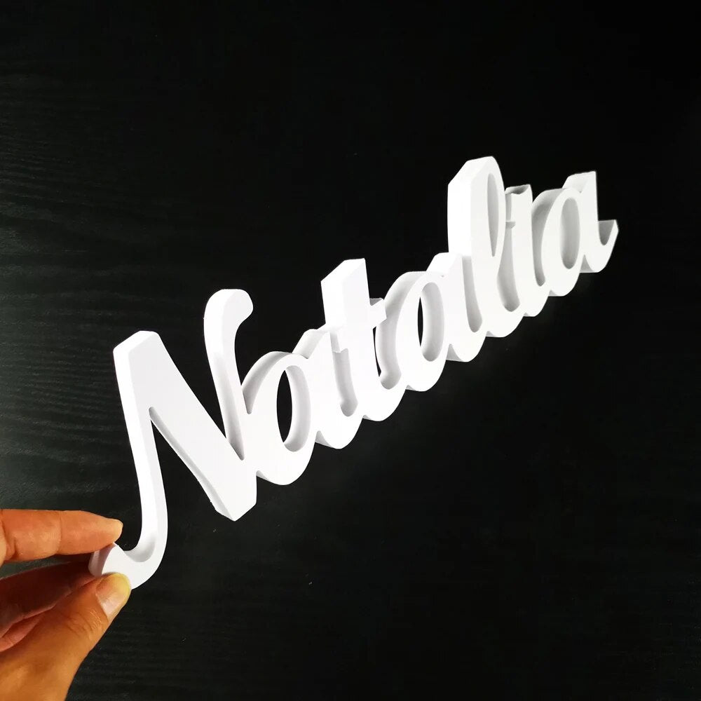 Personalized White PVC Table Name Signs Custom Kids Children Name Wall Letter Decoration For Birthday Party Baby Shower