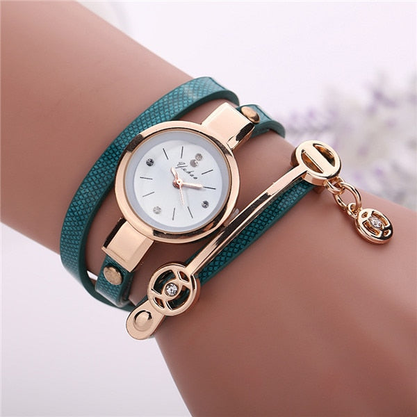 Fashion Women Charm Wrap Around Leather Quartz Wrist Watch Women Rhinestone Watch Female Montre mujer Special Gifts For Women