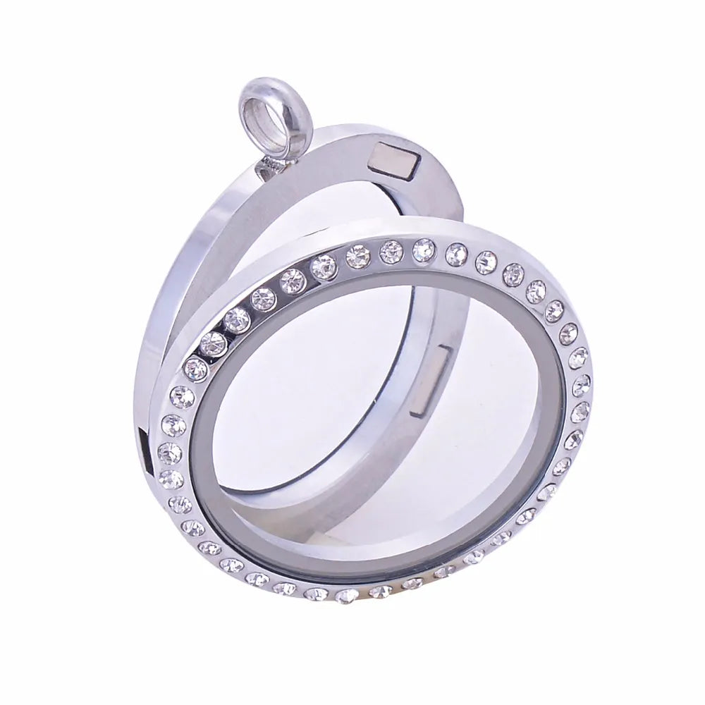 Jewelry Gift for Mom, Mother is the World Engraved Magnetic Floating Locket Pendant,  Birthstones Charm Necklace Jewelry