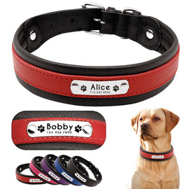 Personalized Leather Dog Collar Customized Engraved Pet Big Dog Bulldog Collars Padded For Medium Large Dogs Perro Pitbull