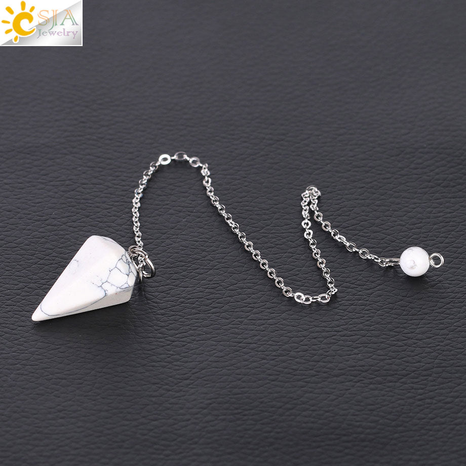 CSJA Reiki Healing Pendulums Radiesthesia Natural Stones Pendant Amulet Crystal Pendulum for Men Women Pendulos Small Size  F366