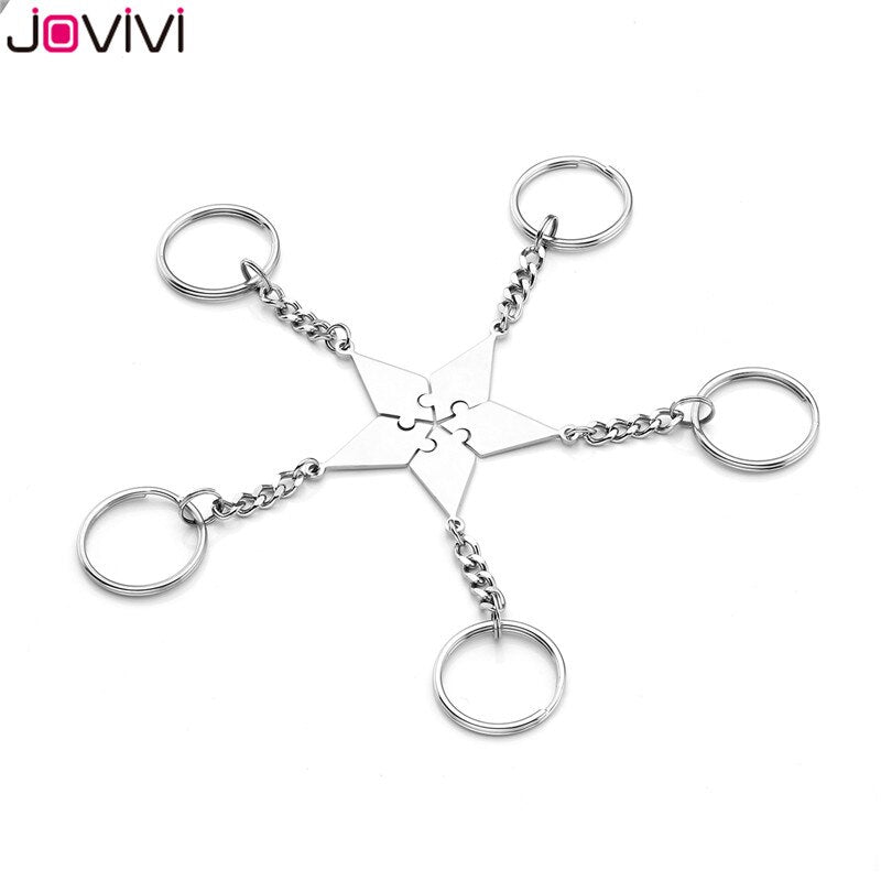 Jovivi Stainless Steel 5/6 Piece Key Ring Best Friends BFF Keychains Friendship Puzzle Piece Charm Gift Key Chain Jewelry.