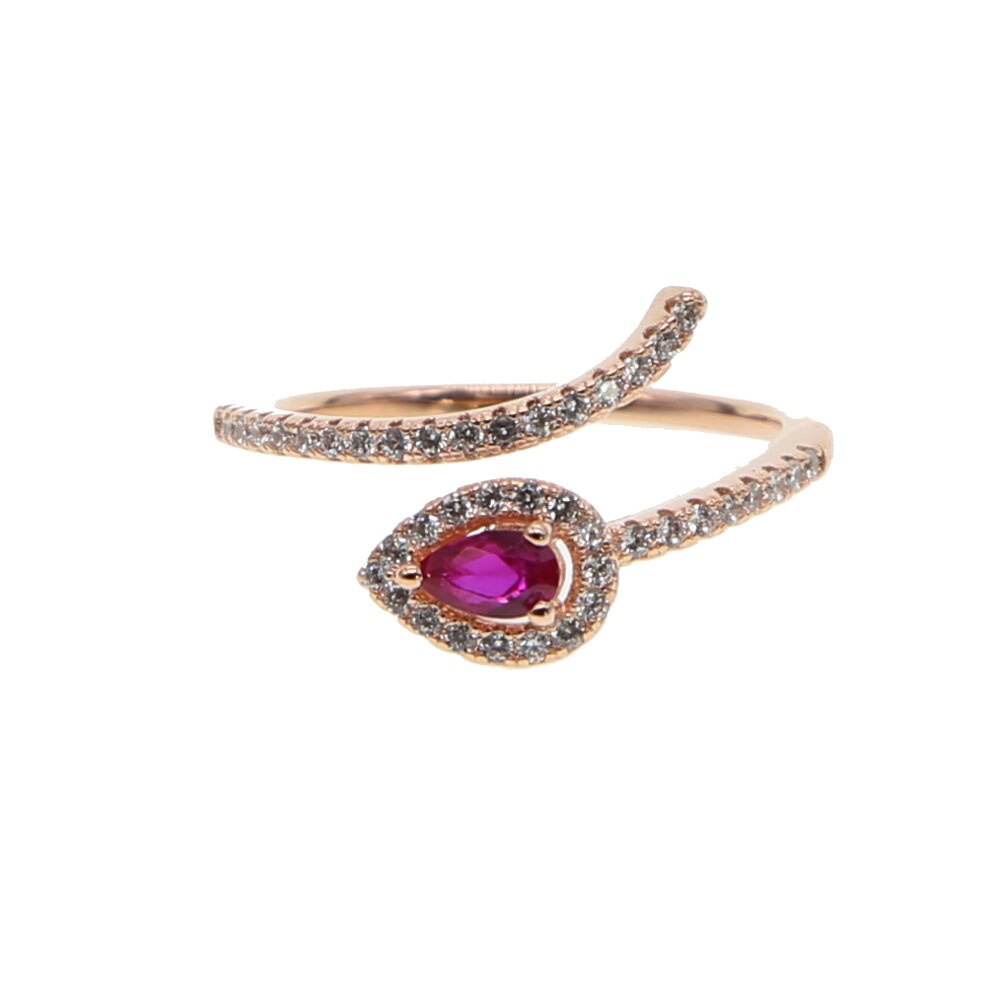 simple wholesale open midi finger ring birthstone tear drop cubic zirconia women fashion high quality cz jewelry
