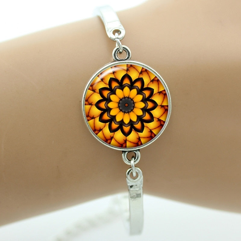 TAFREE Brand Indian henna Yoga jewelry om symbol Buddhism zen colorful Mandala flower bracelet for women friends gifts NS323