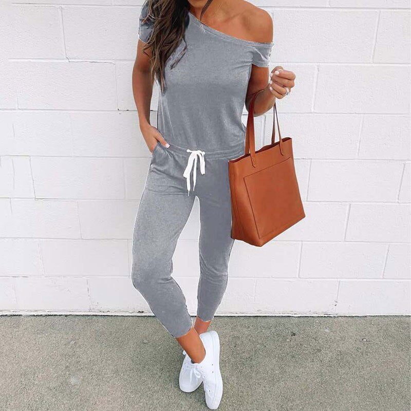 2023 Summer Off Shoulder Jumpsuit Women Overalls Elegant Romper Women Long Black Jumpsuit Female Romper Overalls For Women