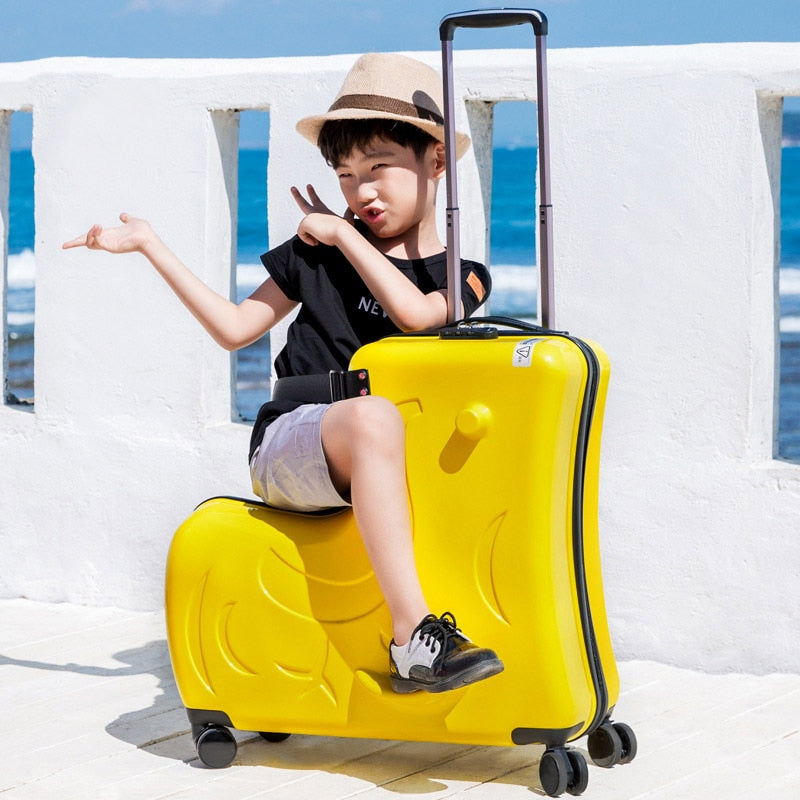 LEINASEN Cute pony Cartoon Children Rolling Luggage Spinner Suitcase Wheels Students Multifunction Trolley Kids Travel Bag