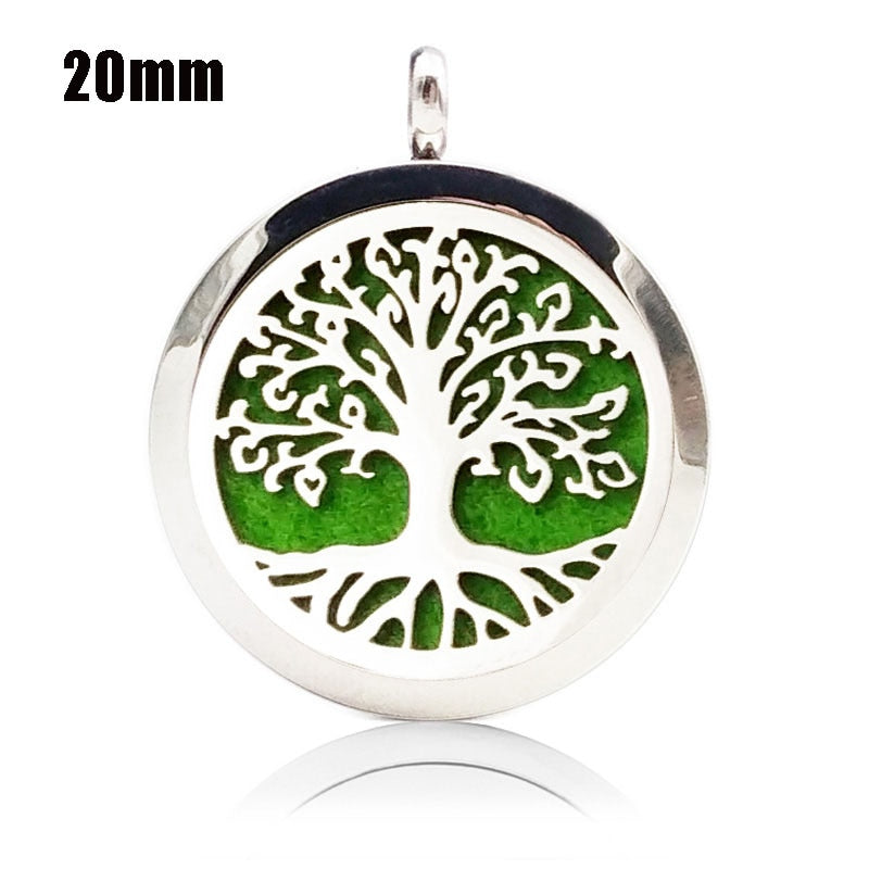 Tree Hollowed Magnetic Aromatherapy Diffuser  Pendant Chain Necklace Stainless Steel Perfume  Essential Oil Locket Necklace