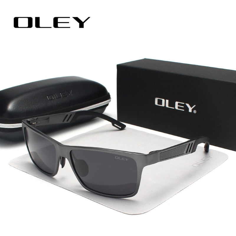 OLEY Men Polarized Sunglasses Aluminum Magnesium Sun Glasses Driving Glasses Rectangle For Men/Wome Oculos masculino Male