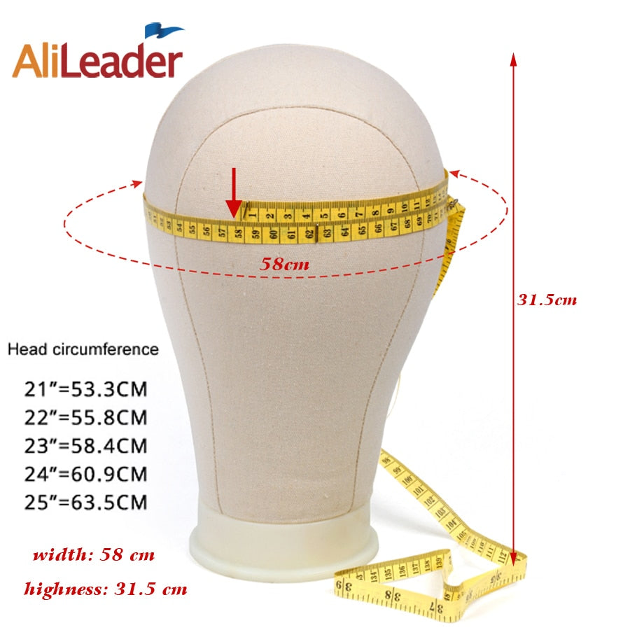 Alileader Training Mannequin Head Canvas Block Head Display Styling Mannequin Manikin Head Wig Stand Free Get T Needle Holder