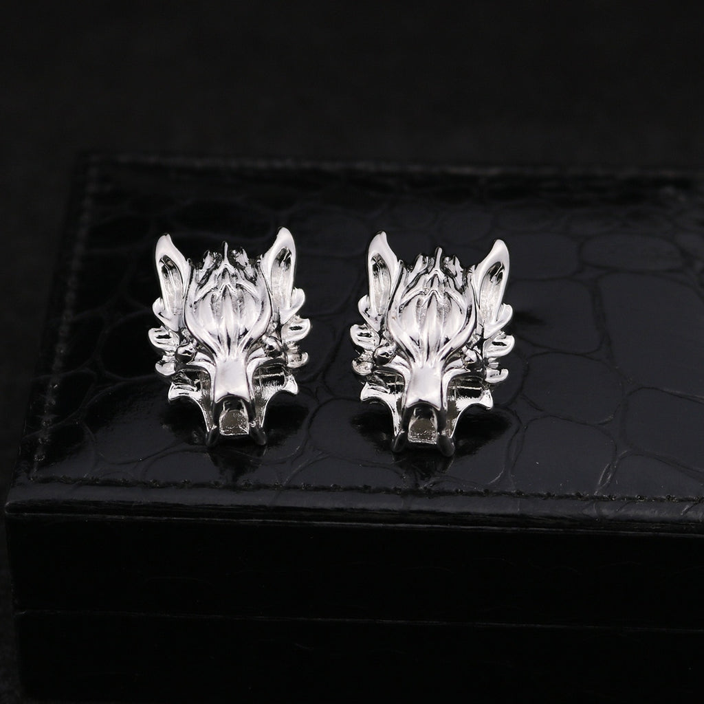 Personality Fashion Alloy Wolf Brooch Pin Clothing Shirt Collar Lapel Pins Metal Long Chain Tassel Brooches Gift for Men Jewelry