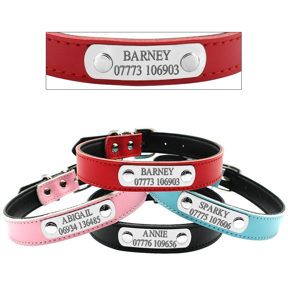 4 Colors Personalized Engraved Dog Collar Leash Set Customized Name Phone Metal Buckle Cat Puppy Pet  ID Collar XS S M