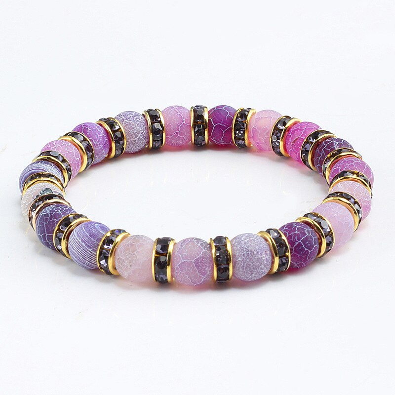 1Pcs Classic Colorful Purple Love Crystal Beaded Chakra Yoga Bracelet Female Natural Stone Beads Bracelets Women Men Jewelry Hot