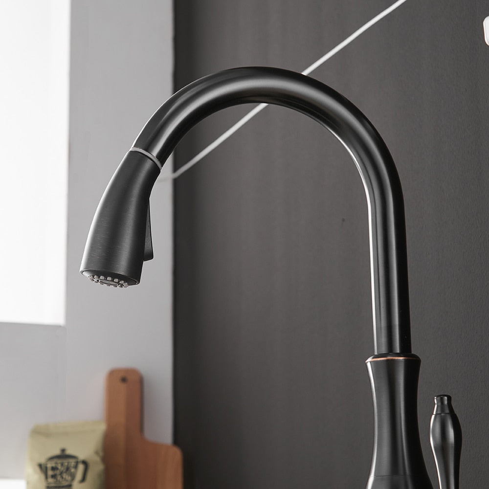 Kitchen Faucets Black Single Handle Pull Out Kitchen Tap Single Hole Handle Swivel 360 Degree Water Mixer Tap Mixer Tap 866011