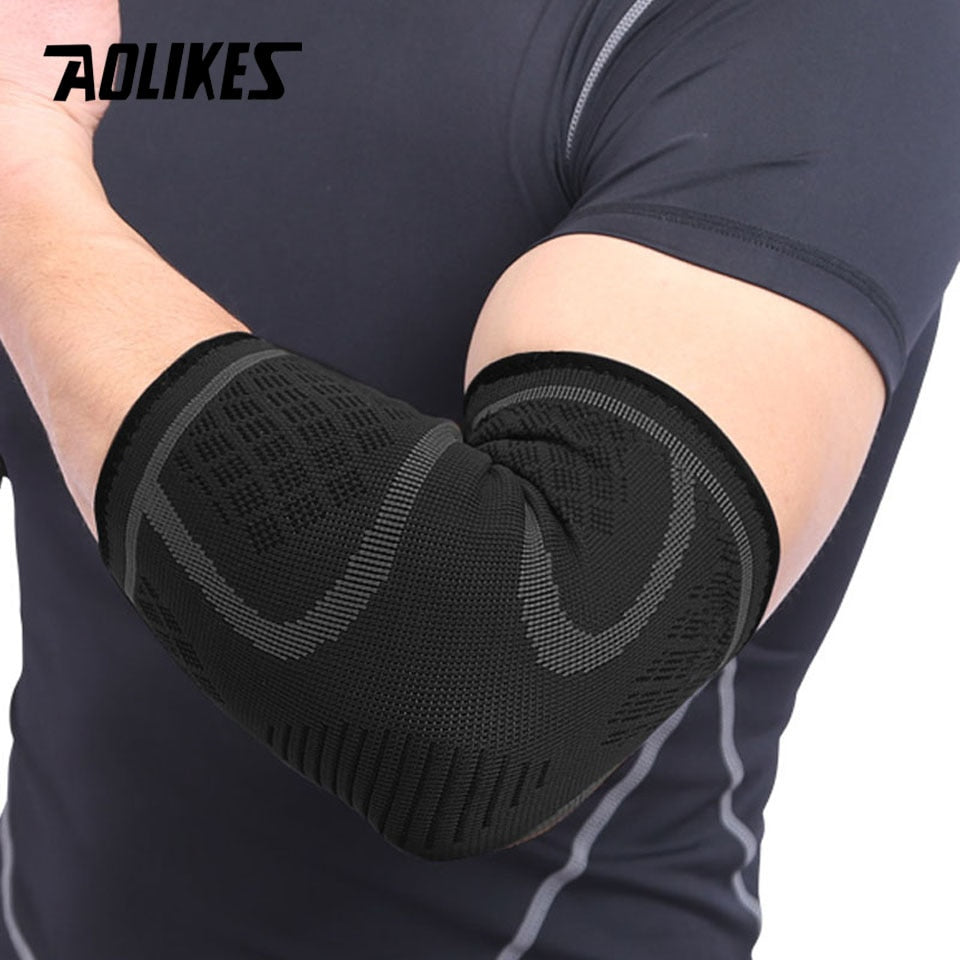 AOLIKES 1 Pair Elastic Elbow Pads Basketball Tennis Elbow Support Protector Gear Breathable Elbow Brace Sport Safety Accessories