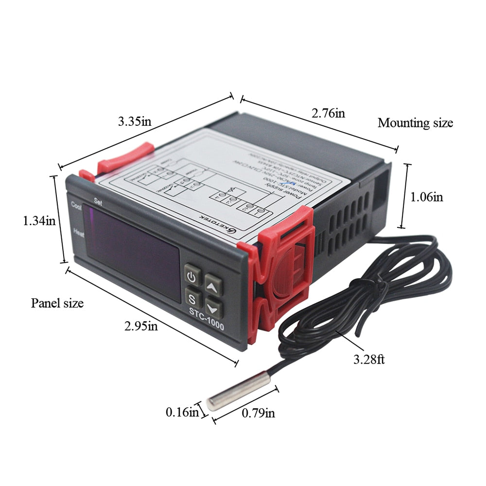 Digital Temperature Controller Thermostat Thermoregulator incubator Relay LED 10A Heating Cooling STC-1000 STC 1000 12V 24V 220V