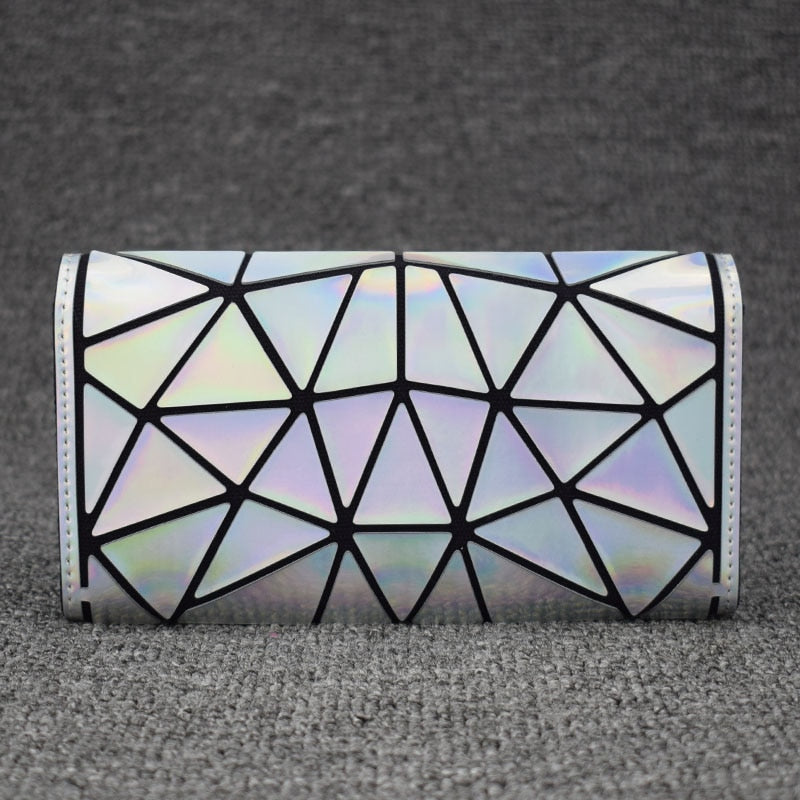 New Women Long Clutch Wallets Purse Geometry Luminous Diamond Lattice Standard Wallets Zipper Female Wallet Card Holder Carteira