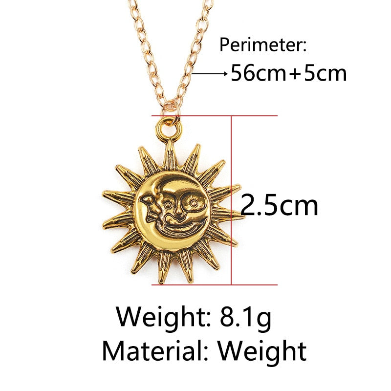 Cute Small Sun Pendant Necklace for Women Gold Color Necklace Chain Necklace Bohemian Collar Jewelry Girls Gifts