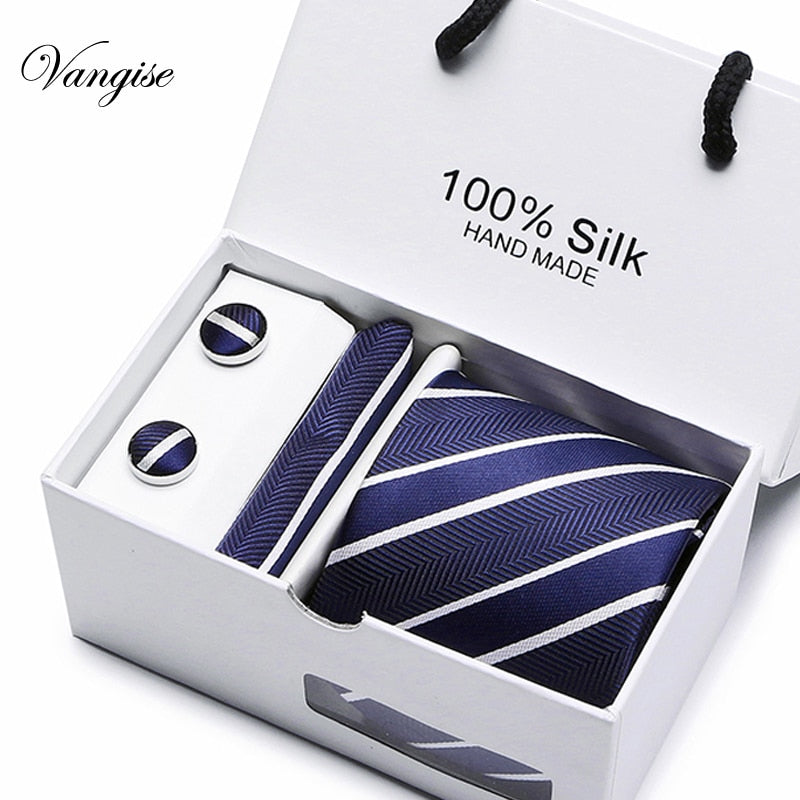 New Plaid  men ties set  Extra Long Size 145cm*7.5cm Necktie navy blue Paisley Silk Jacquard Woven Neck Tie Suit Wedding Party