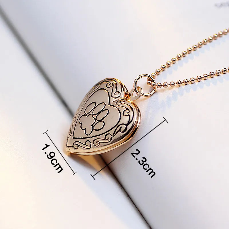 SUTEYI Photo Frame Memory Locket Necklace Gold Silver Color Pendant Pet Cat Dog Paw Footprint Necklace Jewelry Mother's Day Gift