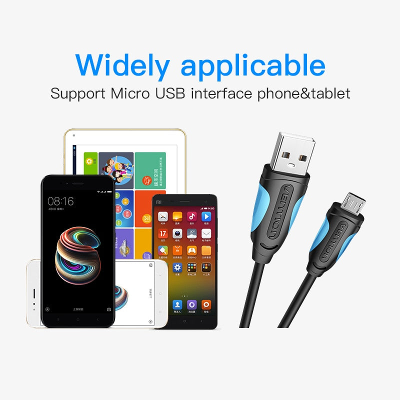 Vention Micro USB Cable Fast Charging Wire for Android Mobile Phone Data Sync Charger Cable 3M 2M 1M For Samsung HTC Xiaomi Sony