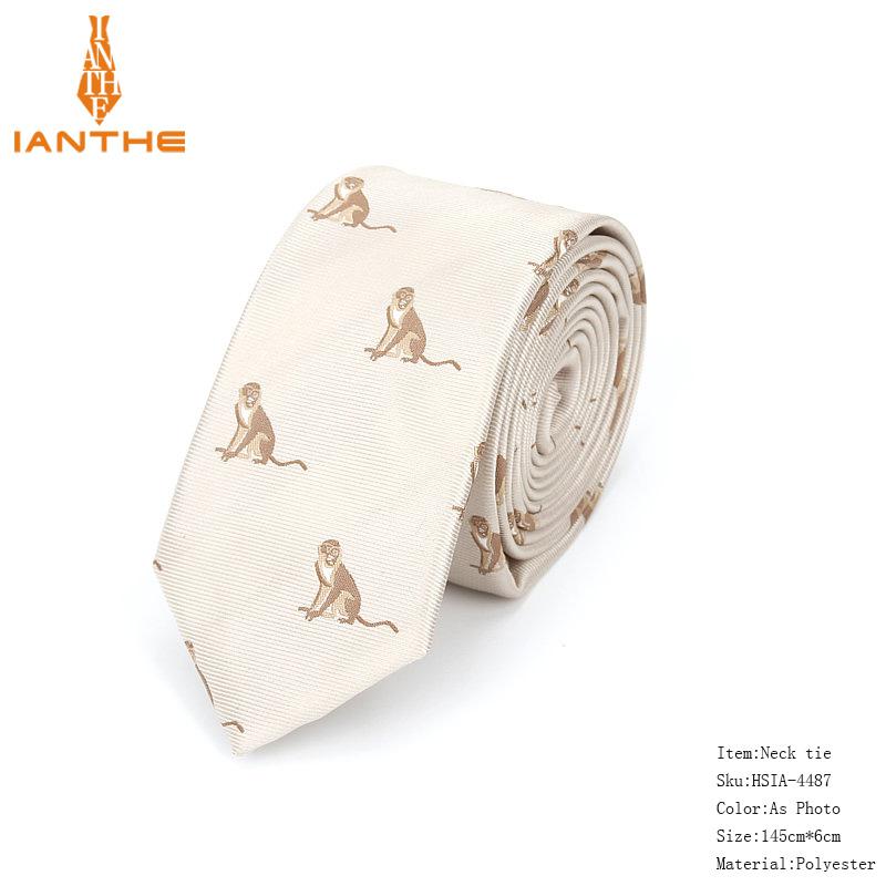 2018 Brand New Tie For Men Polyester Jacquard Animal Necktie for Wedding Business Suits 6cm Skinny Dot Neck Ties Slim Gravatas