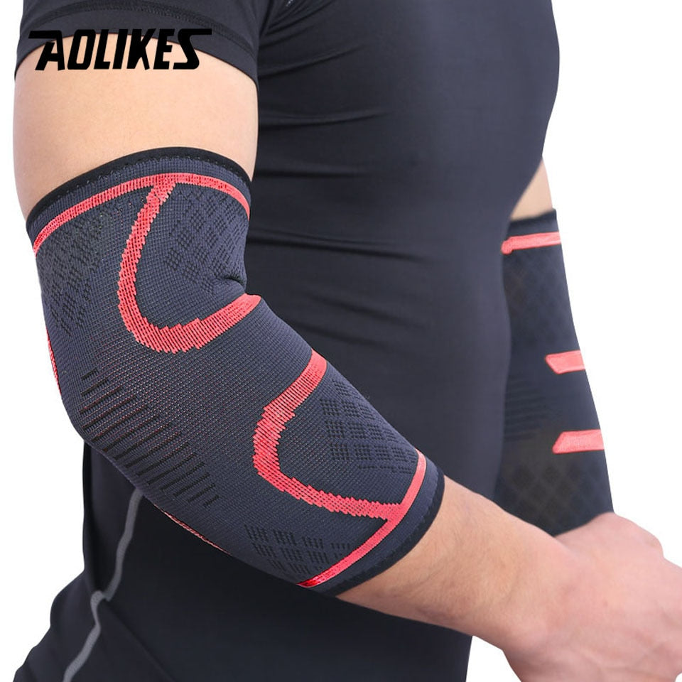 AOLIKES 1 Pair Elastic Elbow Pads Basketball Tennis Elbow Support Protector Gear Breathable Elbow Brace Sport Safety Accessories