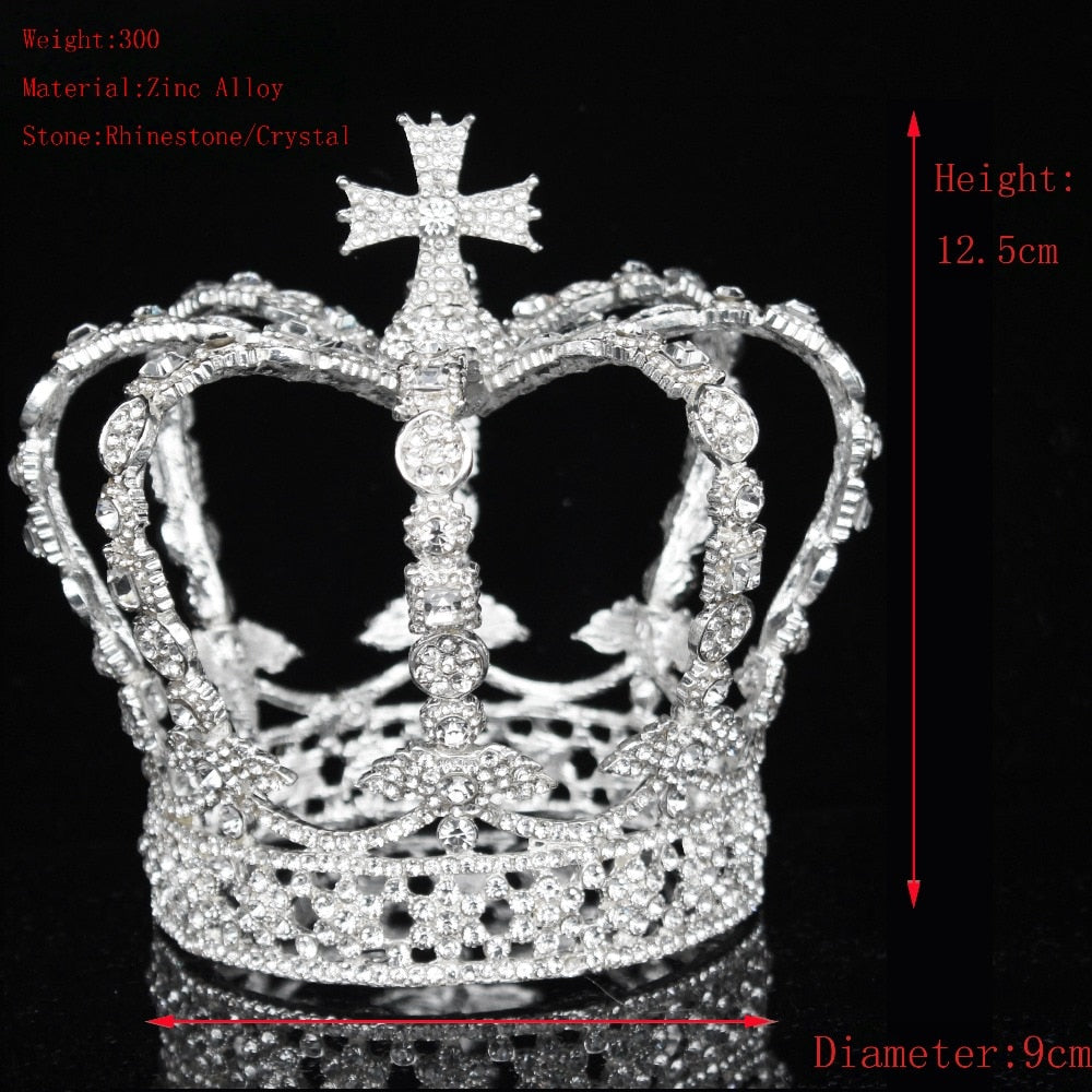 Bridal Wedding Crown Crystal Vintage Royal Queen King Tiaras and Crowns Men/Women Pageant Prom Diadem Hair Ornaments Wedding Hair Jewelry Accessories