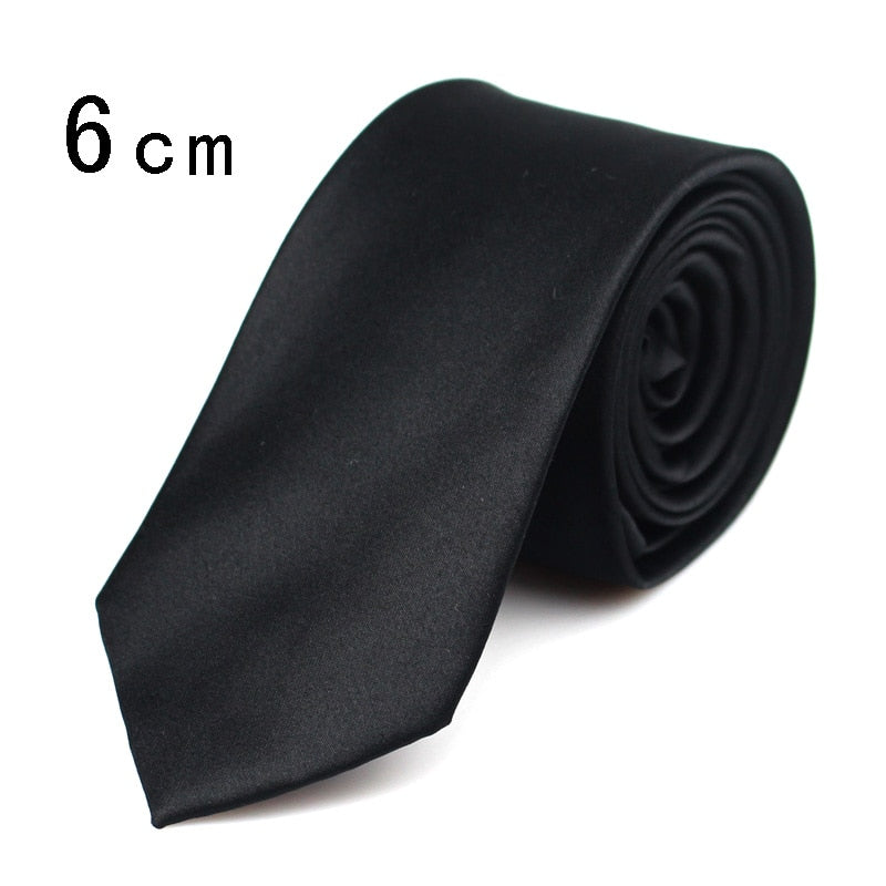 New Classic Black Ties for Men Silk Mens Neckties for Wedding Party Business Adult Neck Tie 3 Sizes Casual Solid Tie