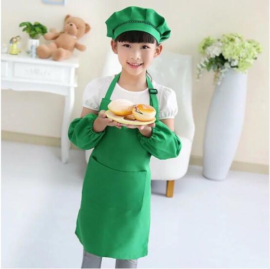 Child Apron Kids Sleeve Hat Pocket Kindergarten Kitchen Baking Painting Cooking Drink food Enfant Tablier Delantal Logo print