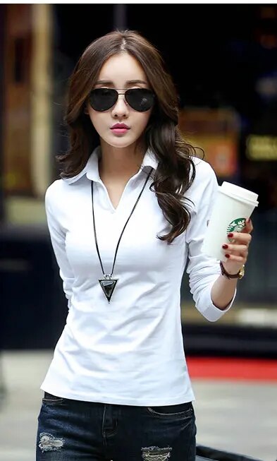 95% Cotton Polo Ralphmen Women Long Sleeve Casual T-Shirt  Plus Size Polos Mujer blusas feminina Ralph Feminina femme shirts