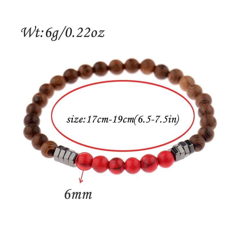 2020 Classic Women 6MM Natural Wood Beads Bracelet Men Ethnic Hematite Lava Stone Bracelet Homme Prayer Jewelry Yoga Bracelet