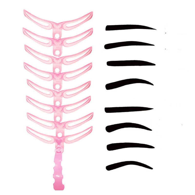 8pcs/set Fashion eyebrow Stencils different eyebrow shaper model makeup beauty tool useful eyebrow drawing guide Template AC067