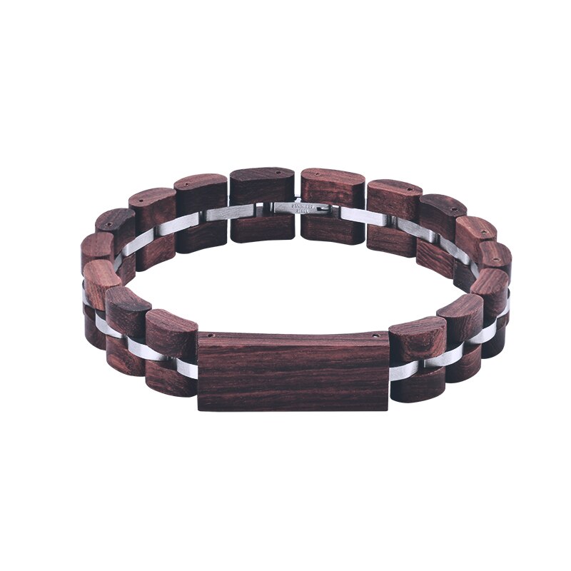 BOBO BIRD Wood Bracelet For Women Free Engraved name Men Bracelet Stainless Steel Bangle Anniversary Gift for Him pulseras mujer