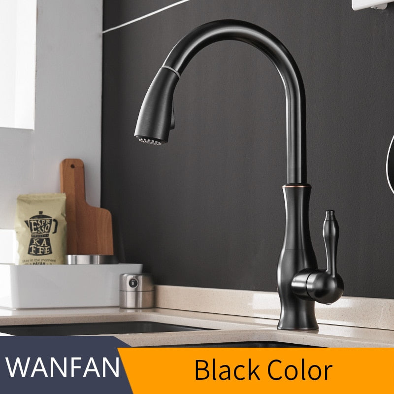 Kitchen Faucets Black Single Handle Pull Out Kitchen Tap Single Hole Handle Swivel 360 Degree Water Mixer Tap Mixer Tap 866011