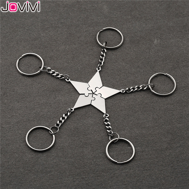 Jovivi Stainless Steel 5/6 Piece Key Ring Best Friends BFF Keychains Friendship Puzzle Piece Charm Gift Key Chain Jewelry.