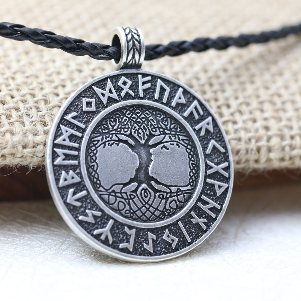 LANGHONG 1pcs Nordic Vikings Runes Amulet Necklace For Men The Tree of Life Necklace Nordic Talisman