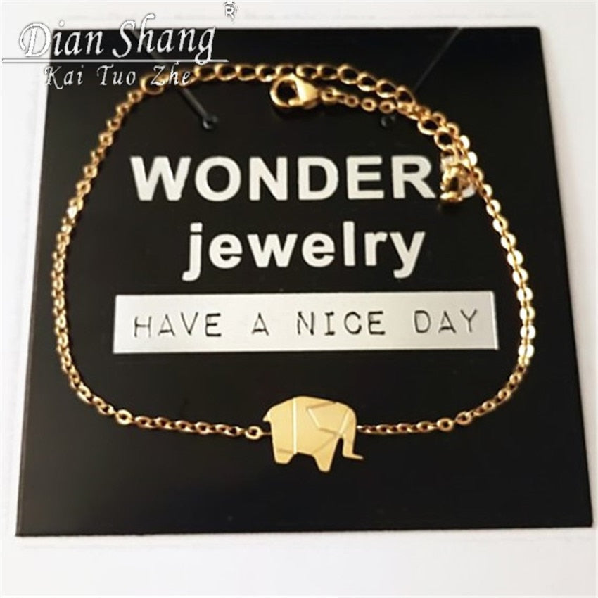 2019 Color Charms Bracelet Femme Stainless Steel Women Dainty Jewelry Lucky Origami Elephant Bracelets Friendship Gifts BFF